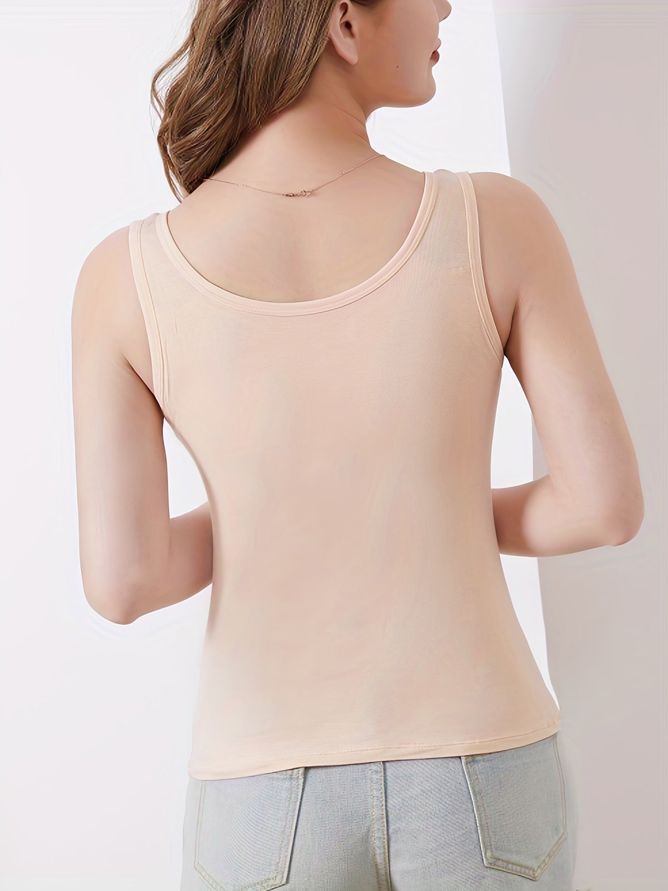 Women's Solid Padded Tank Top Soft & Comfy Stretch Sleeveless Lingerie