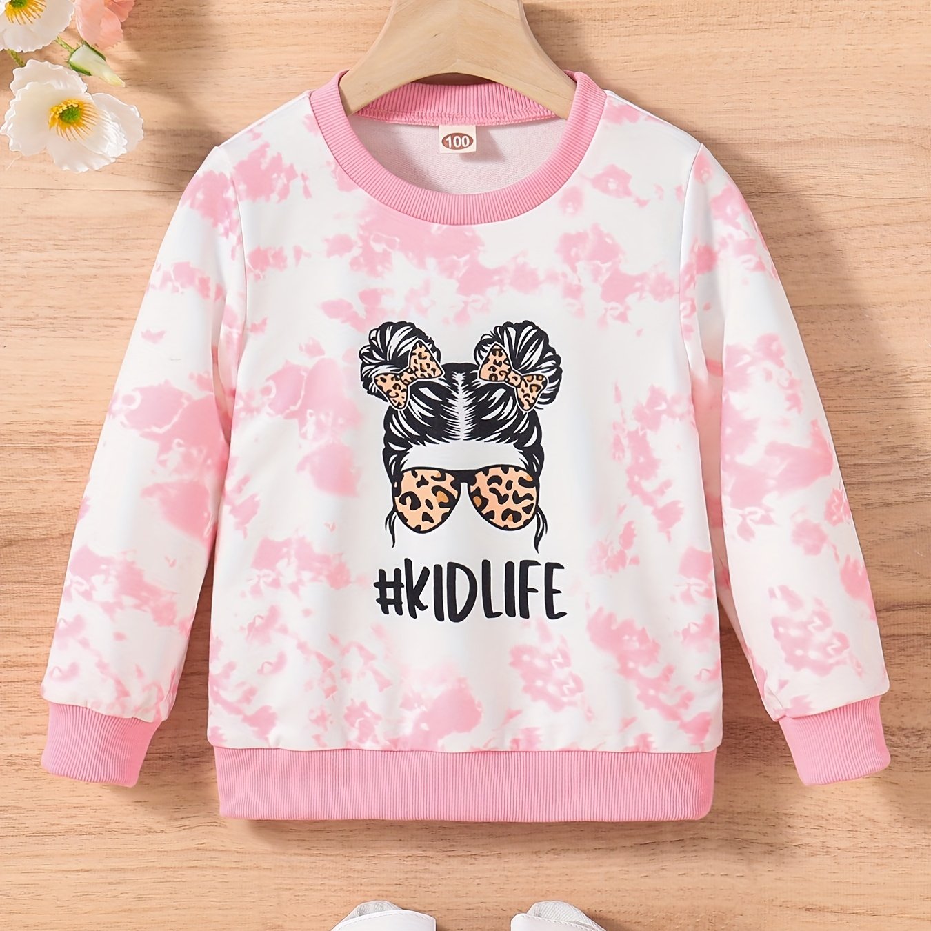 Toddler Girls Portrait Print Crew Neck Sweatshirt