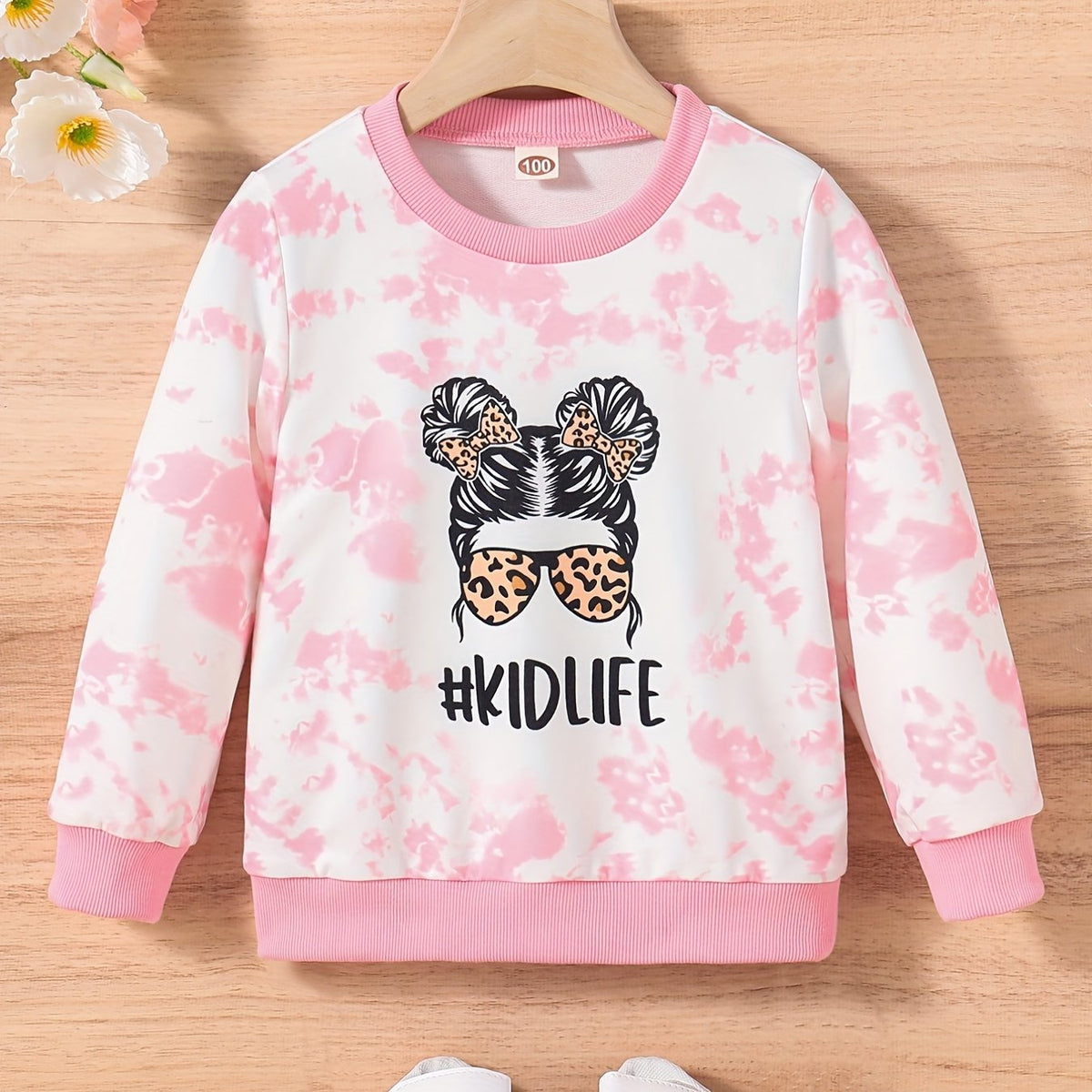 Toddler Girls Portrait Print Crew Neck Sweatshirt