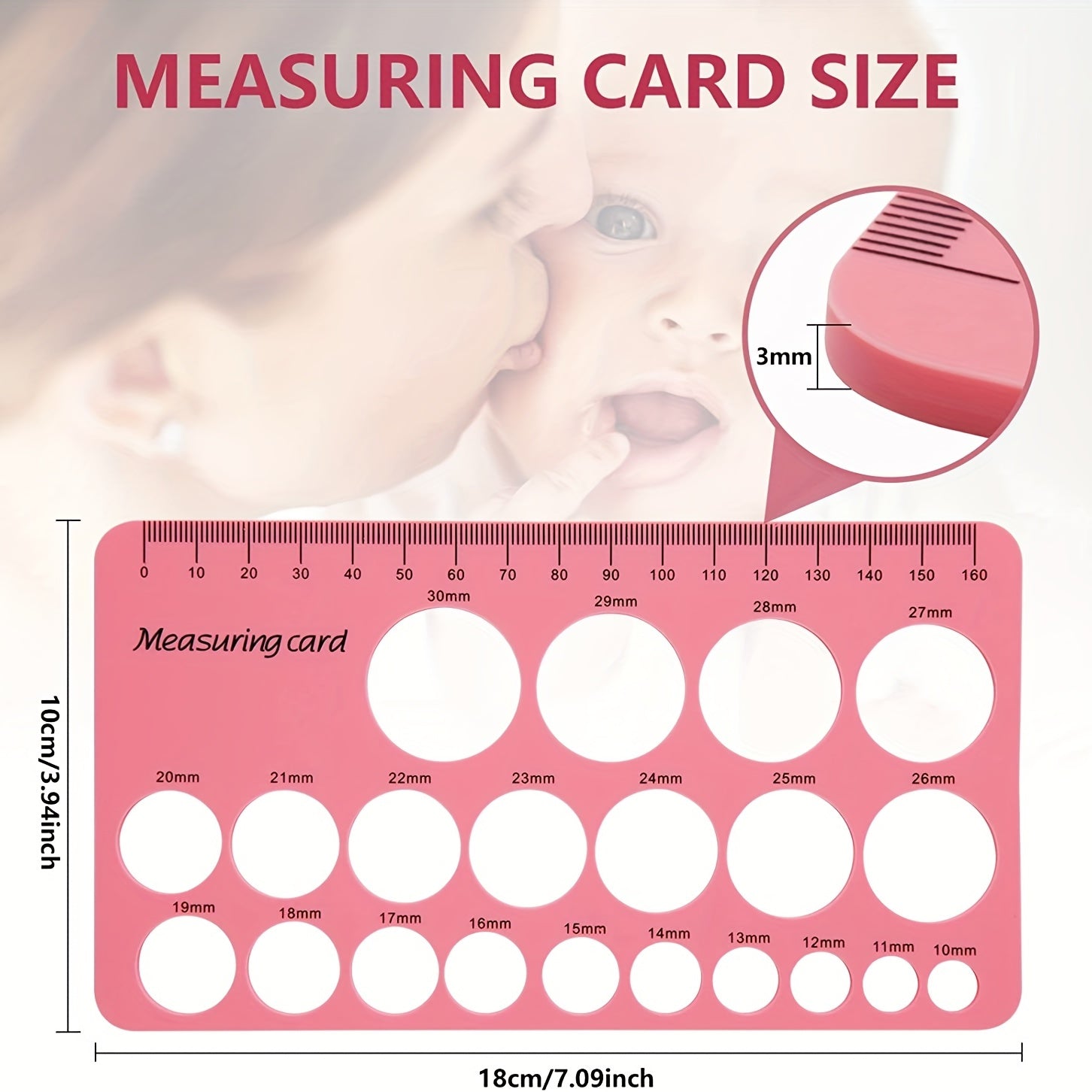 Silicone Pacifier Ruler for Measuring Size of Pacifiers