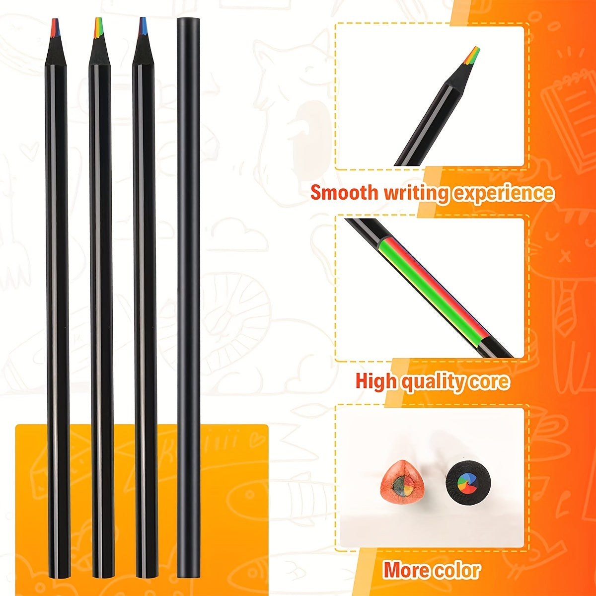 Rainbow Colored Pencil Pack of 8 - 7 Colors in 1 - School & Art