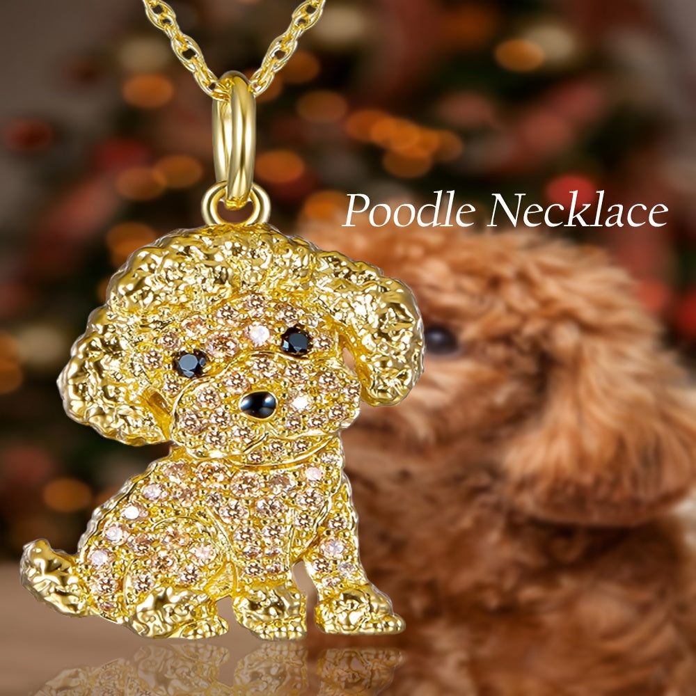 Poodle Sparkling Rhinestone Pet Pendant Necklace Dog Animal Jewelry