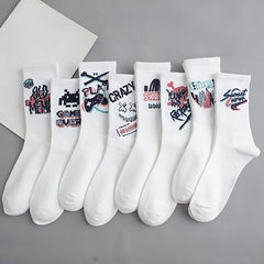 8 Pairs Funny Letter Graffiti Socks Women's Mid Tube Stockings