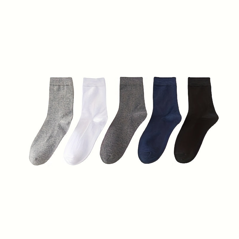 5 Pairs Solid Socks Comfy & Breathable Mid Tube Socks Women's Stockings