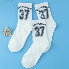3 Pairs Number Print Socks Comfy Mid Tube Socks