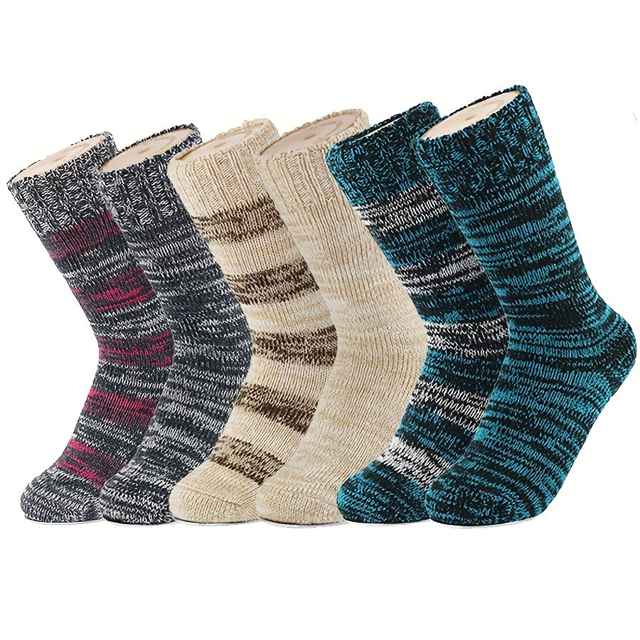 2 Pairs Stripe Print Socks Warm Mid Tube Women's Stockings