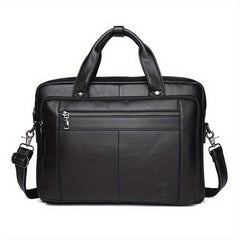 SCHLATUM Men's Cowhide Leather Briefcase Crossbody Bag