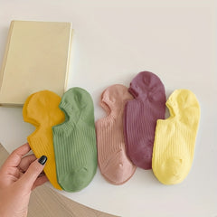 10 Pairs Solid Ribbed Ankle Socks Women's Stockings