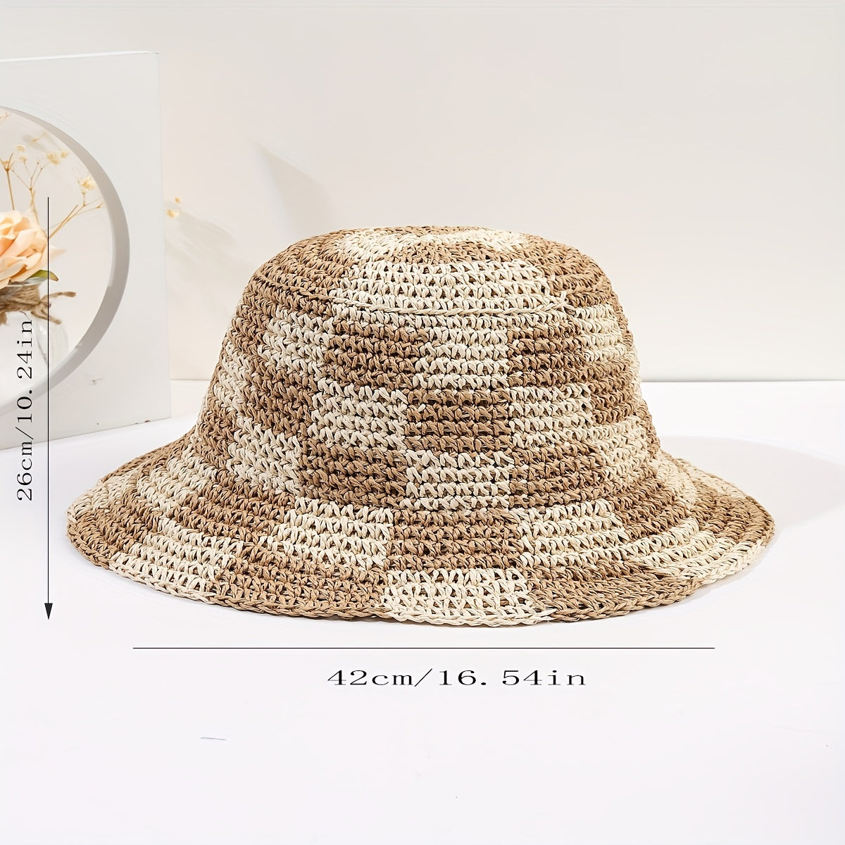 Crochet Bucket Hat Straw Sun Hat Breathable Travel Beach Hats