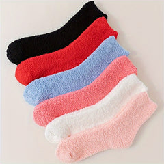 6 Pairs of Cozy Fuzzy Mid Tube Socks for Women