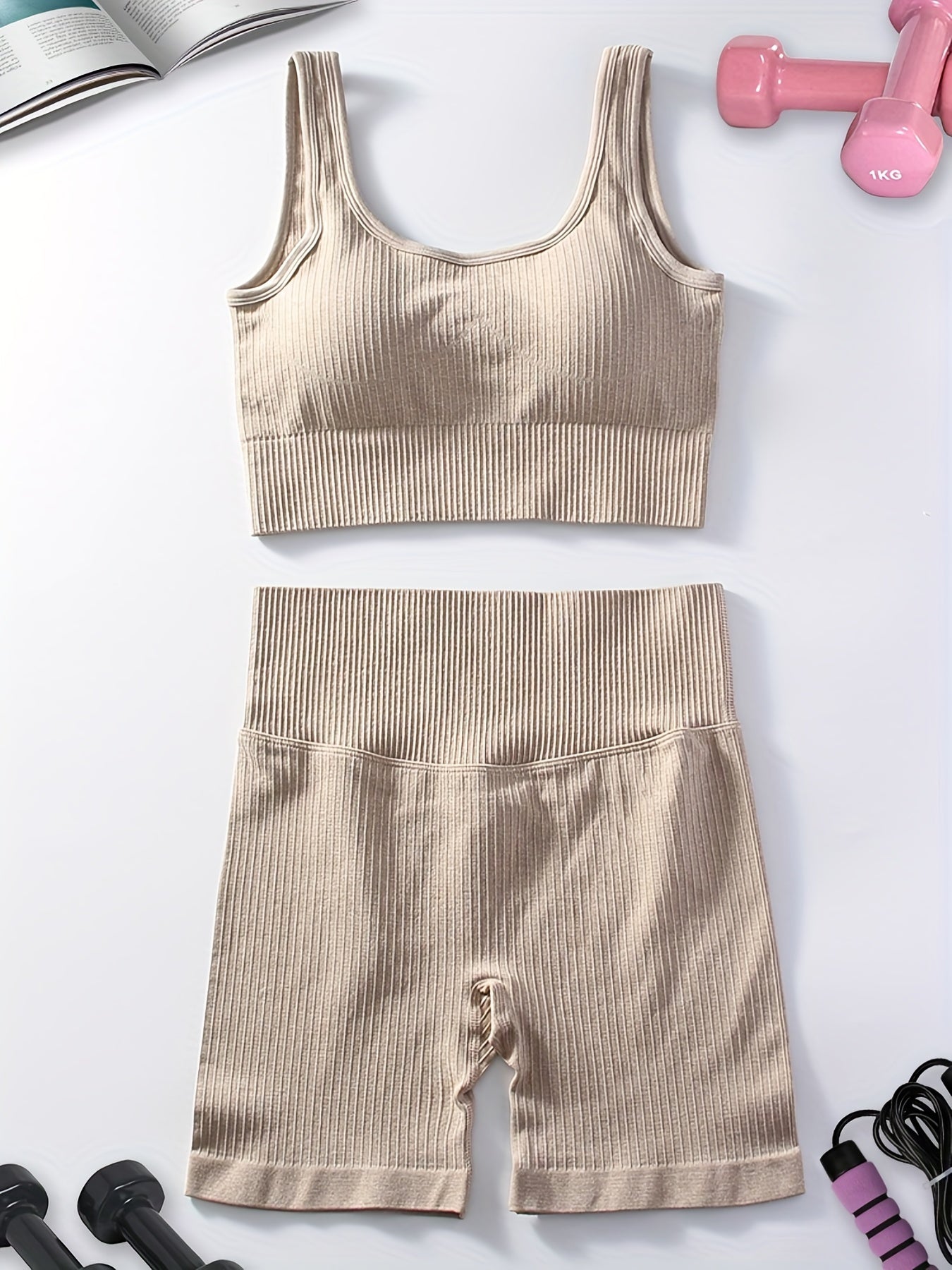 Women's Yoga Set U Neck Sports Bra & High Waisted Shorts