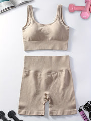 Women's Yoga Set U Neck Sports Bra & High Waisted Shorts