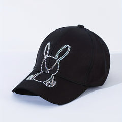 Rhinestone Bunny Baseball Cap Women Sunscreen Sports Hat Adjustable
