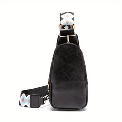Embroidery Wide Strap Casual Chest Bag PU Crossbody Waist Bag
