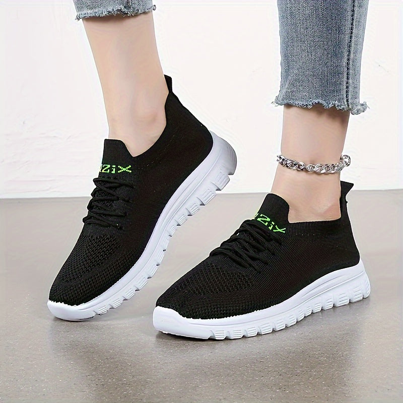 Women's Letter Knit Athletic Running Shoes Soft Sole Casual Sneakers