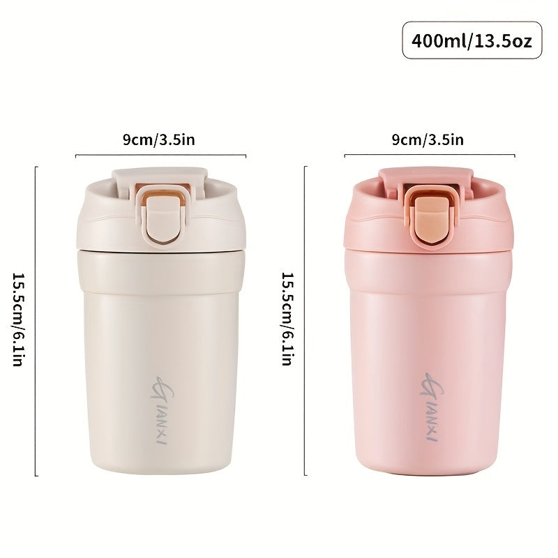 Ceramic Liner Straw Drinking Cup Coffee Cup 304 Stainless Steel Pink