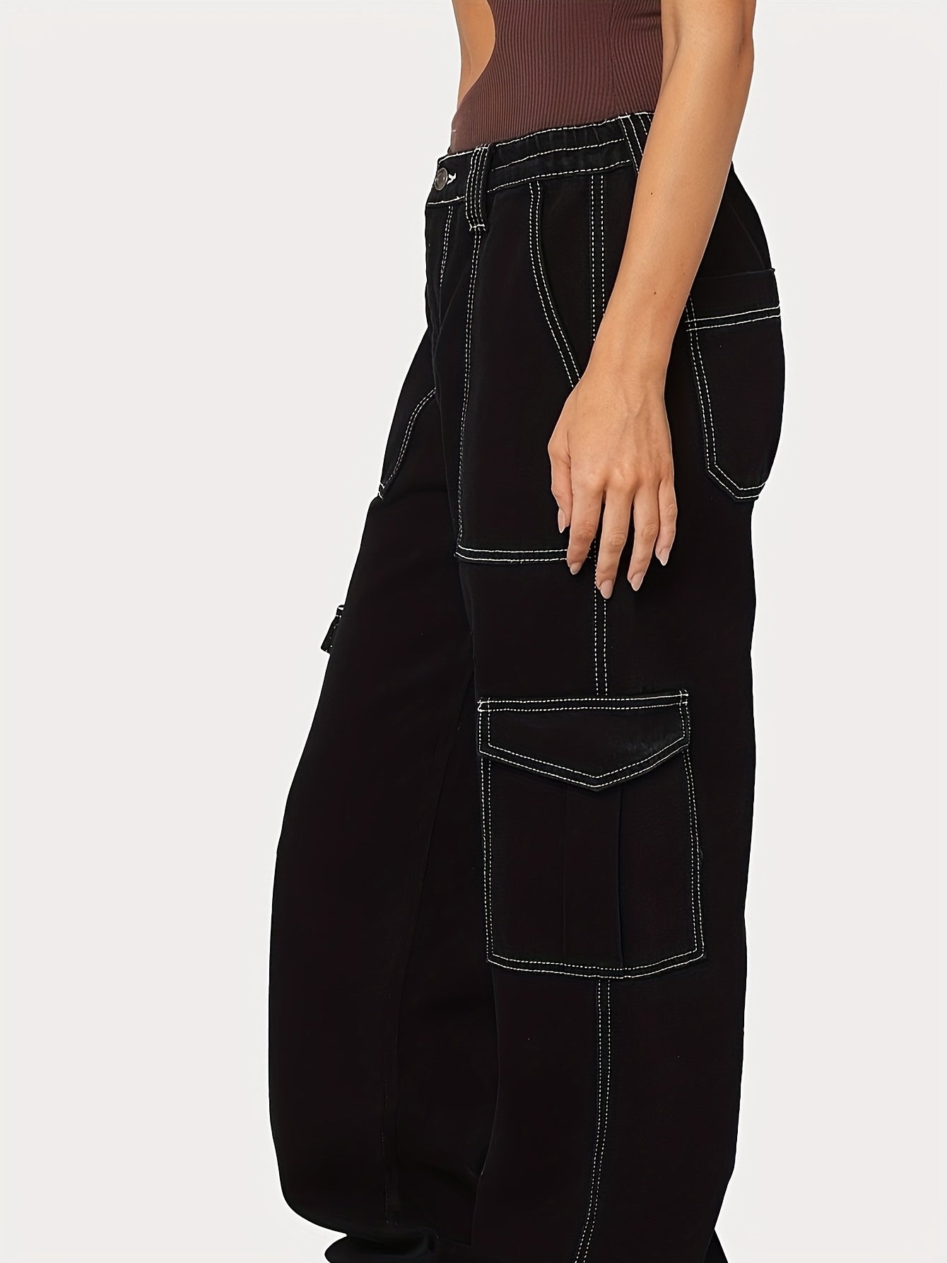 Street Style Loose Fit Cargo Pants Denim Jeans Y2K Vintage Women's Clothing