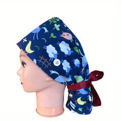 Floral Paisley Print Work Cap Vintage Adjustable Scrub Cap