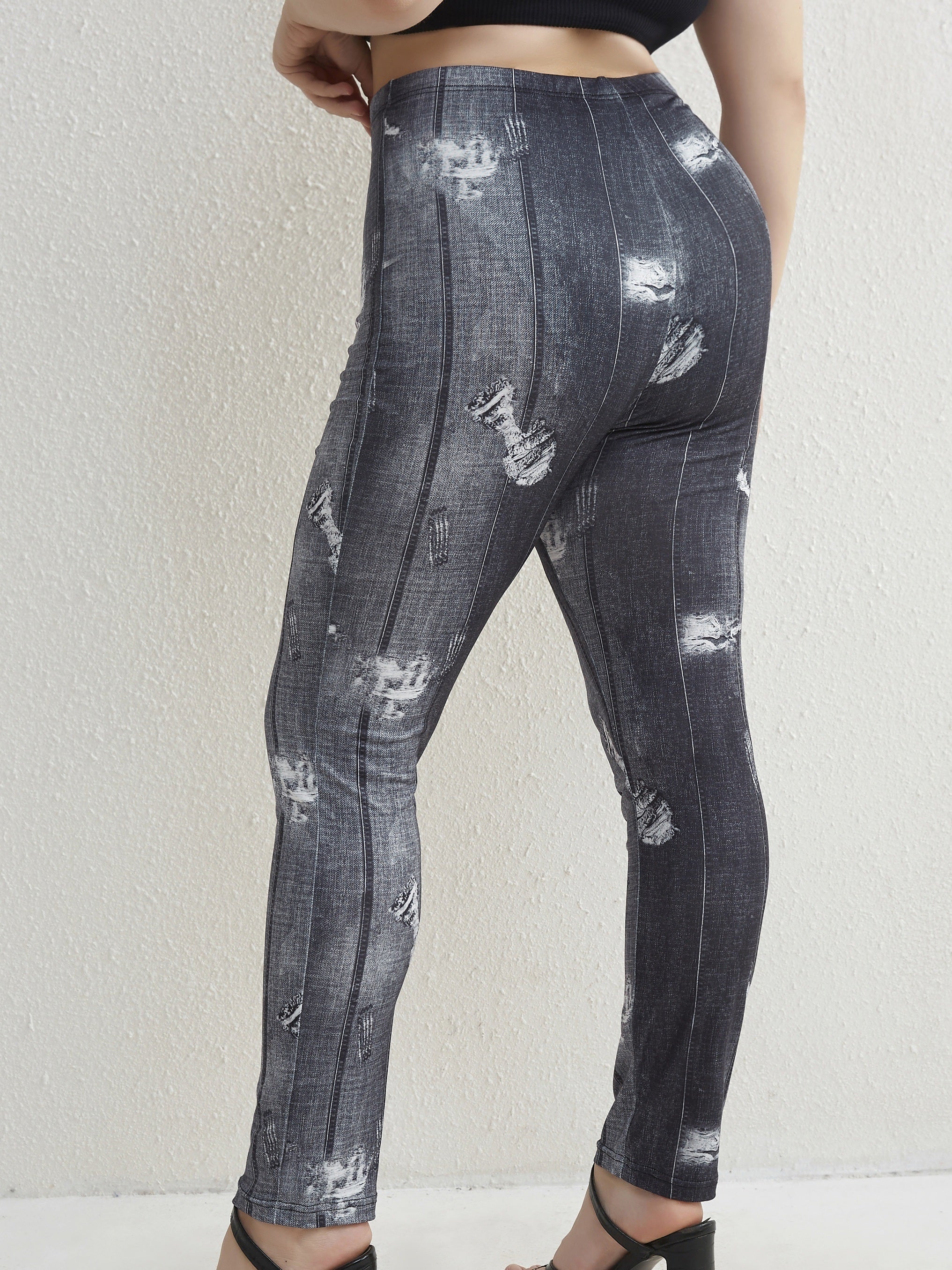  Denim Print Stretch Skinny Leggings
