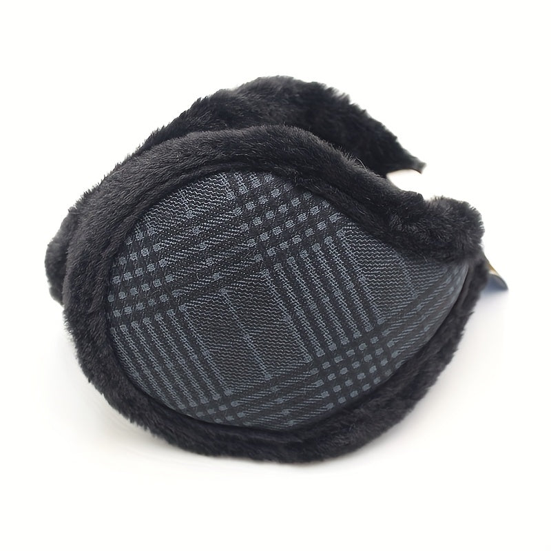 Men's Plaid Winter Ear Covers - Outdoor Cycling Warm Ear Warmers