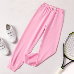 Girls Bow Front High Waisted Jogger Sweatpants with Pocket