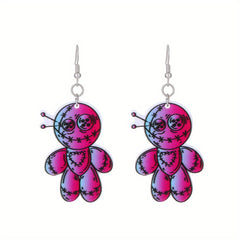 Heart Skull Bat Halloween Dangle Earrings Goth Style Ghost Ornaments