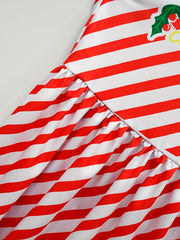 Santa Pattern A line Dress Girl's Christmas Outfit Kids Costume