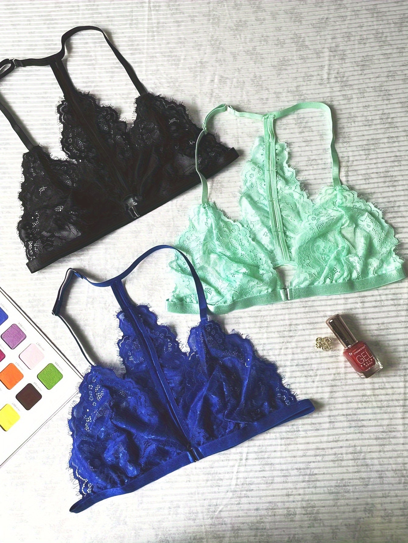 3pcs Lace Wireless Bras Sexy Lingerie Women's Underwear