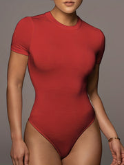 Sexy Crew Neck Short Sleeve Bodysuit Women's Clothing