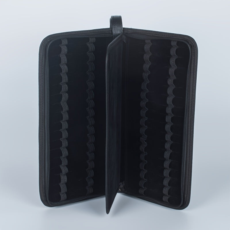 36 Slots Leather Pen Case Coffee Holder Pencil Bag Fits Various Size Gift Pen