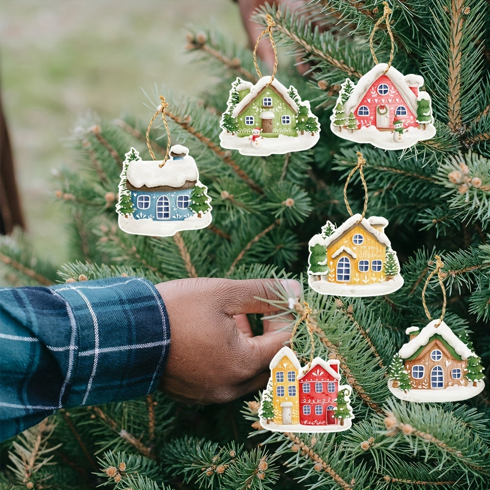 6pcs Snowhouse Hanging Ornament Christmas Tree Decoration