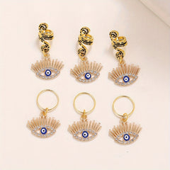 Evil Eye Tassel Hair Coil Ring Boho Style Hair Pin for Braids Dreadlock