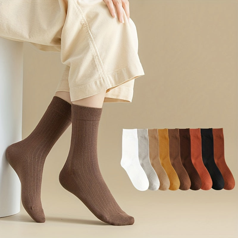 10 Pairs Comfy Solid Socks Women's Stockings