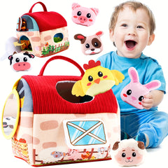 Farm Animals Surprise Barn Toy Set for Babies, Sensory Balls, Rattle