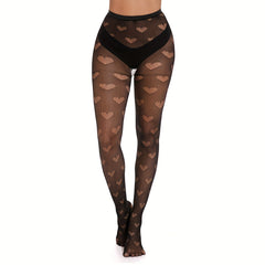 Heart Fishnet Tights High Waist Stockings