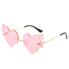 Heart Flame Sunglasses Women Rimless Party Glasses