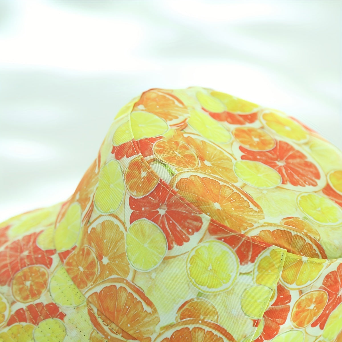 Orange Grapefruit Print Bucket Hat Reversible Sunscreen Beach Fisherman Cap