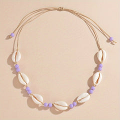 Vintage Braided Shell Ladies Necklace Summer Beach Style Neck Jewelry