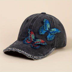 Vintage Butterfly Baseball Cap Washed Distressed Sun Hat