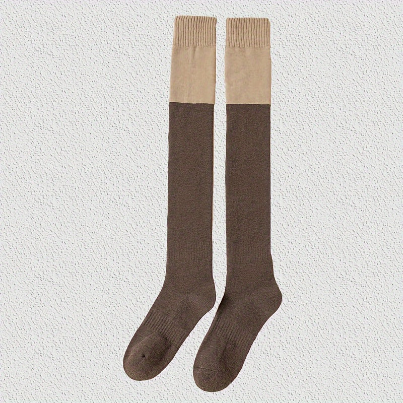 3 Pairs Colorblock Thigh High Socks Over The Knee Stockings