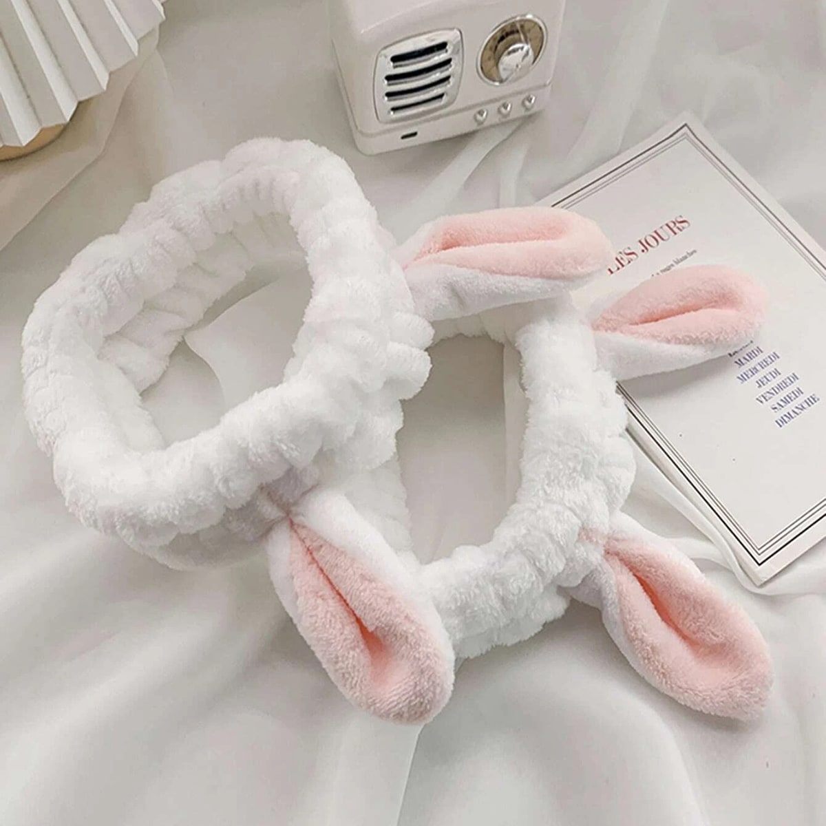Coral Velvet Rabbit Ears Hairband for Women