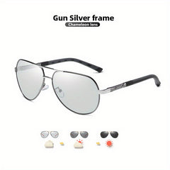 CoolPandas Aviation Sunglasses - Men's Photochromic Polarized Anti Glare Eyewear