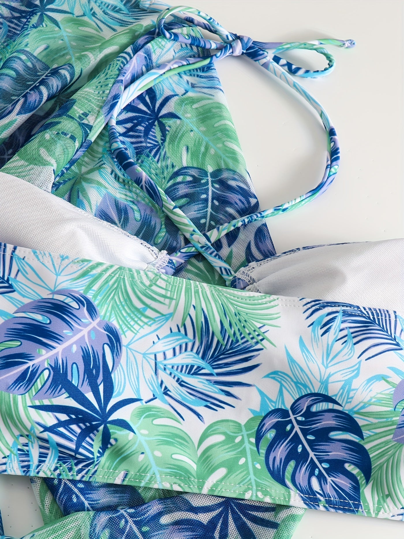  Tropical Print 3 Piece Bikini Set