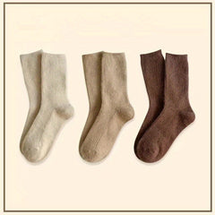3 Pairs Solid Socks Comfy & Warm Women's Stockings