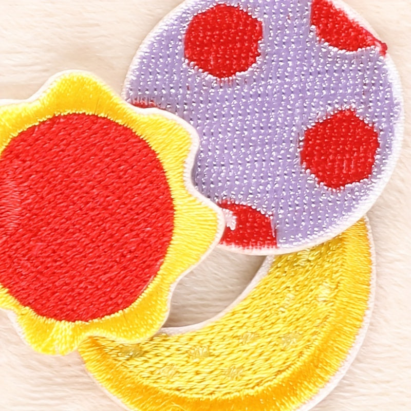 5 Pcs Sun Moon Embroidery Badge Stickers for Girls Kids