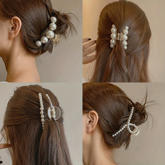 5 PCS Faux Pearl Hair Claw Large Shark Claw Head Jewelry Ponytail Holder