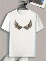 Men's Wings Print Comfy T-shirt for Outdoor Summer