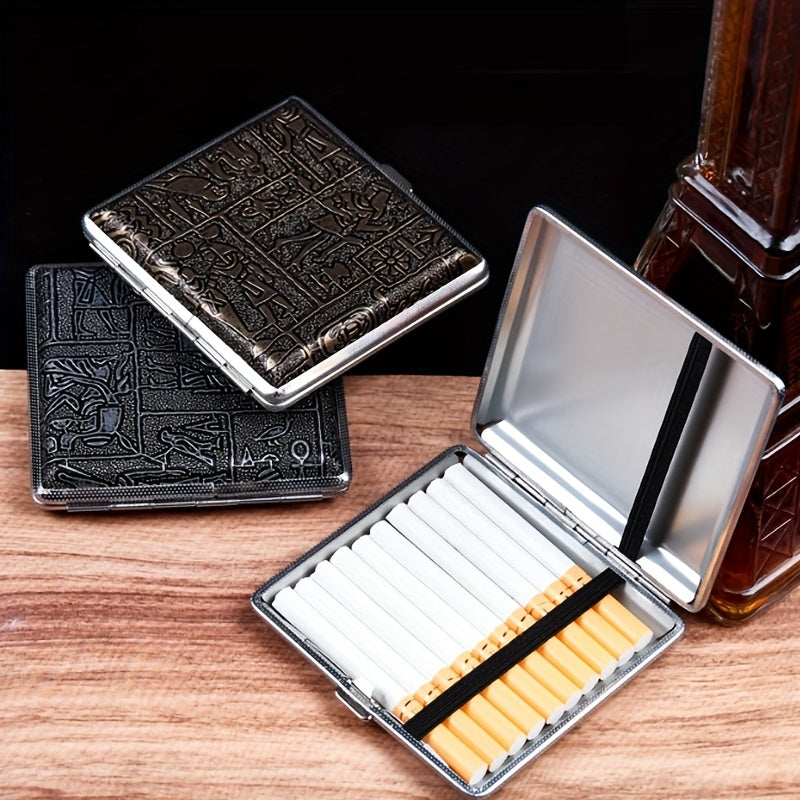 Leather Cigarette Pack 20 Split Tight Band Men's Storage Box