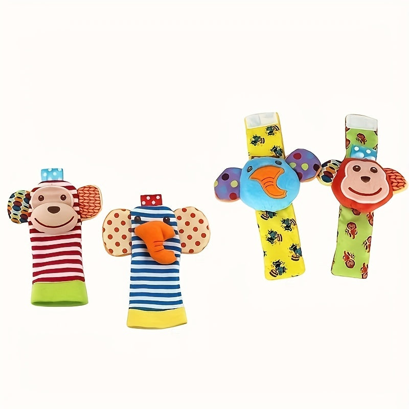 Baby Wrist Rattle and Foot Socks - Cartoon Newborn Gift Boy Girl