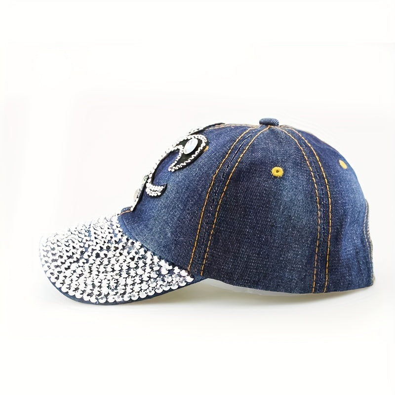 Rhinestone Cross Patch Baseball Cap Y2K Bling Dad Hat